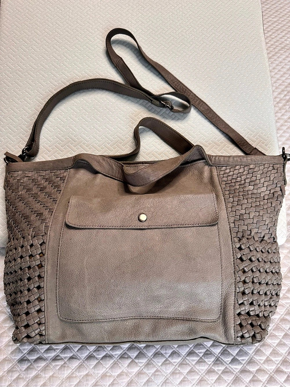 Latico Leather Woven Tote Bag in grey